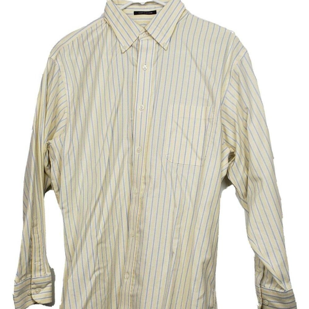 Lands End Mens SZ:16-33 Yellow Blue Striped Shirt
